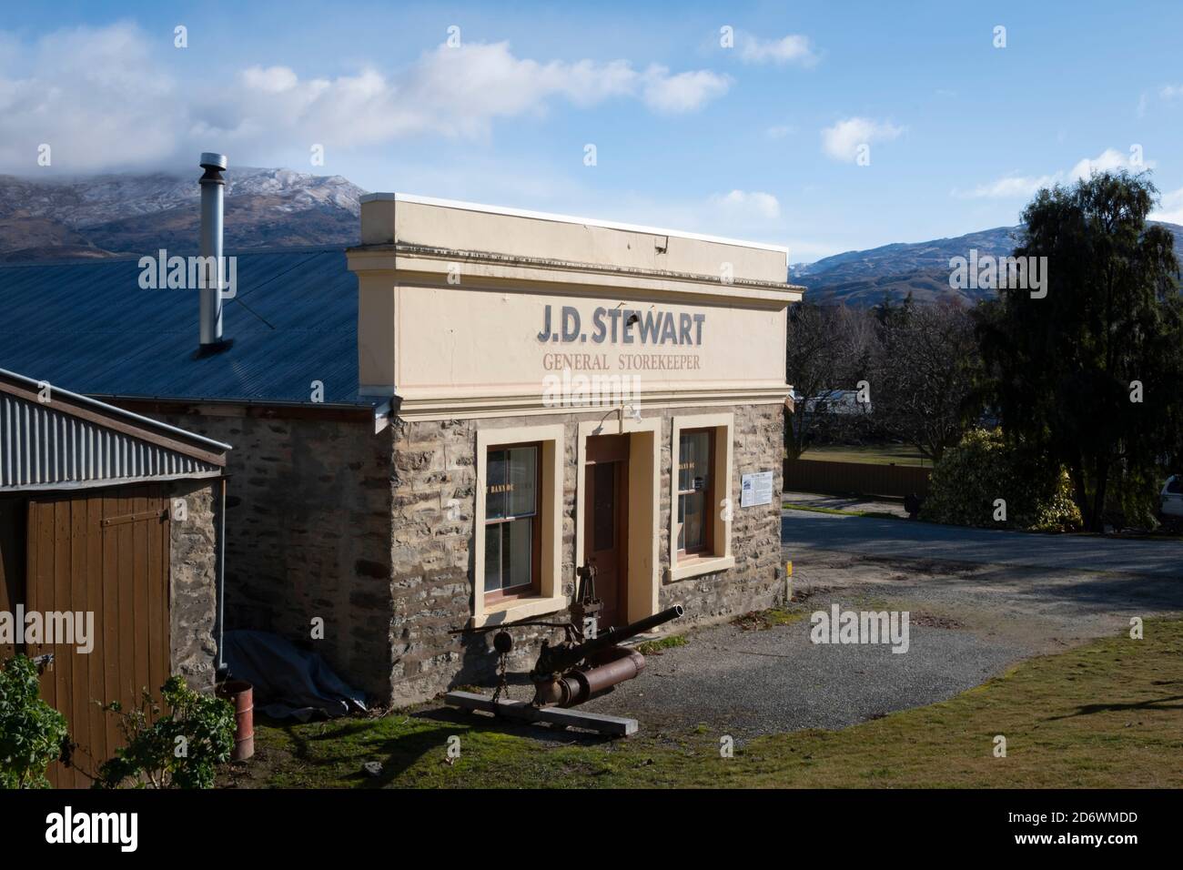 Old Stone General store, Bannockburn, vicino Cromwell, Central Otago, South Island, Nuova Zelanda Foto Stock