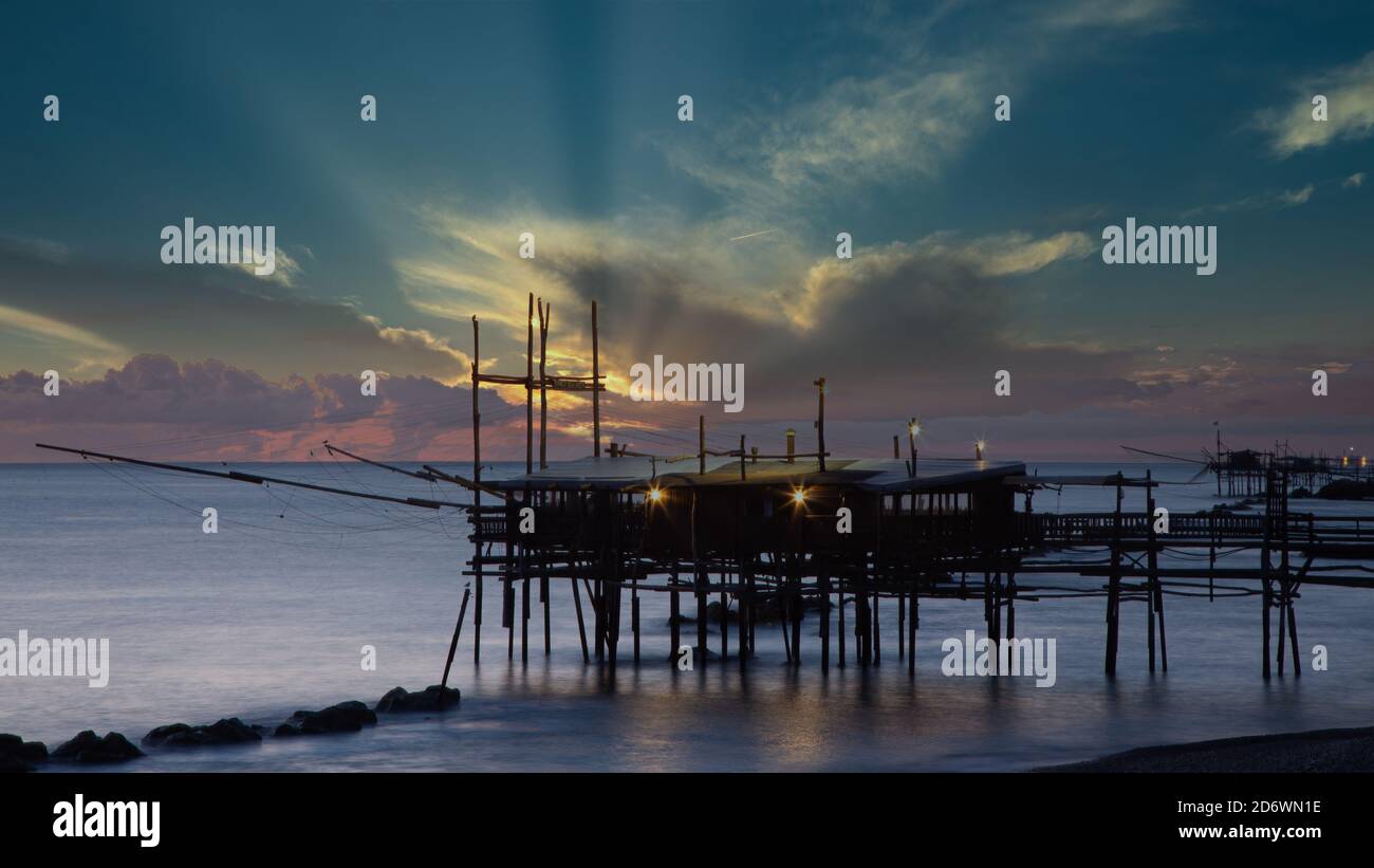 Costa dei Trabocchi, San Vito Chietino, Abruzzo, Italia Foto Stock