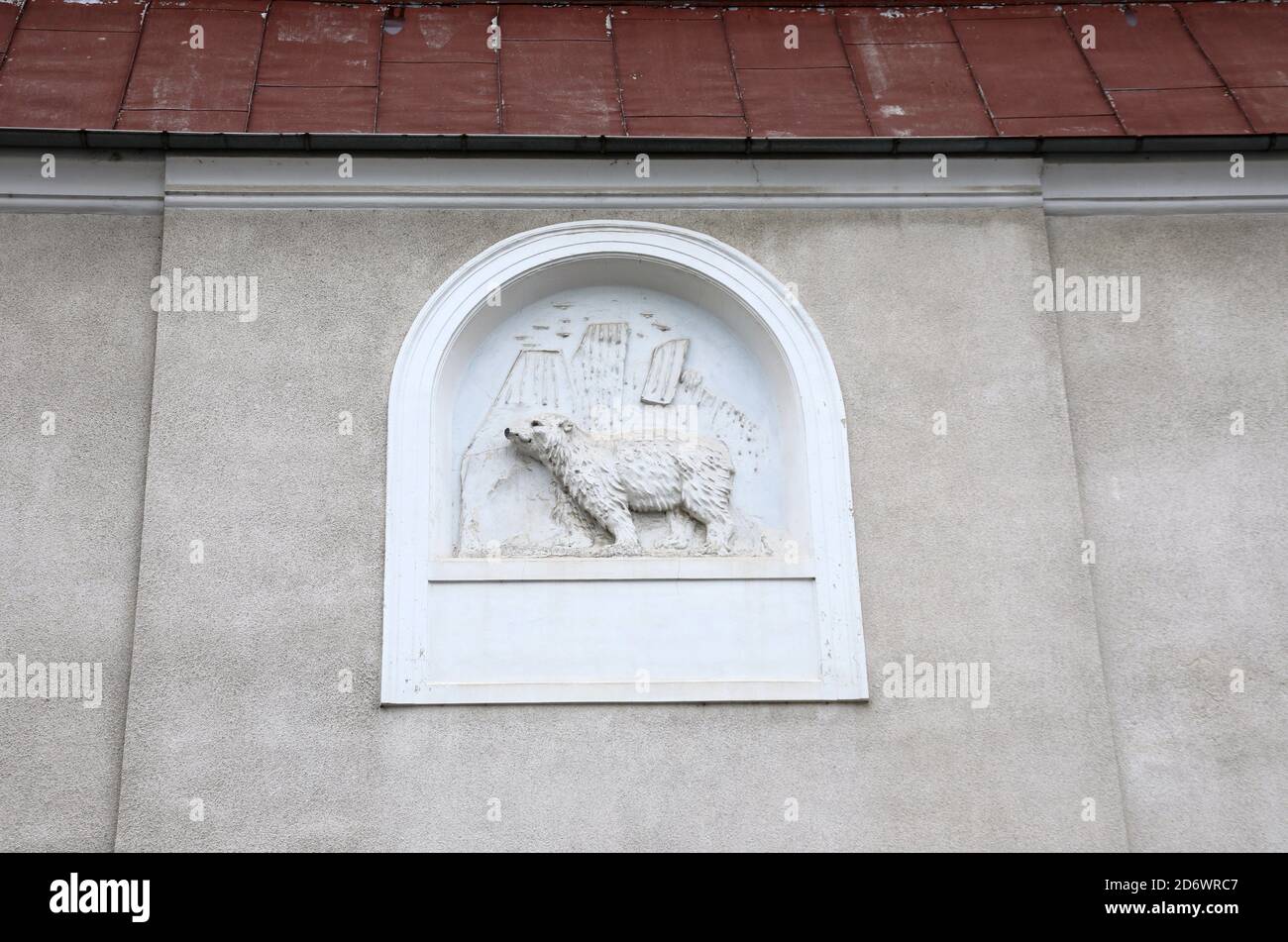 Rilievo decorativo su un edificio a Maribor Foto Stock