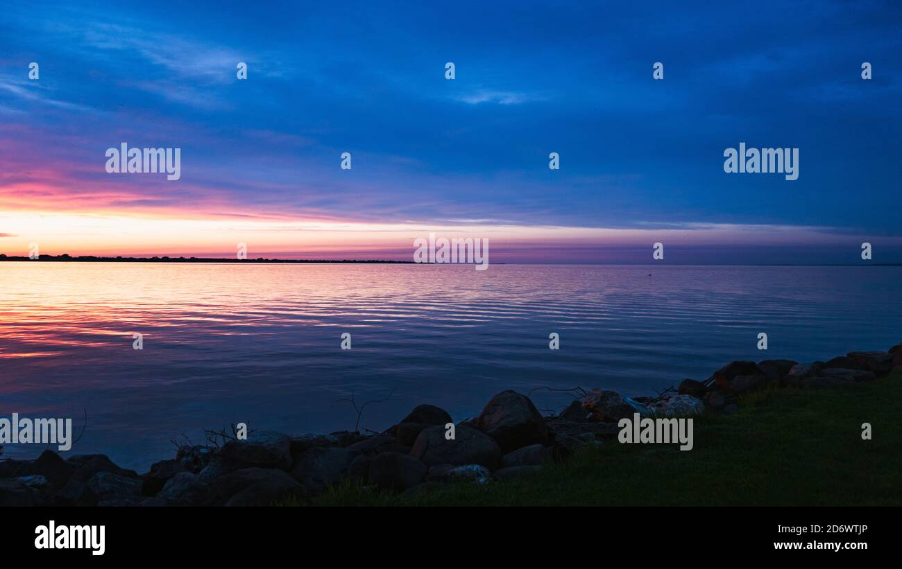 Fotografia al tramonto al fond du lac wisconsin Lake Winnebago Foto Stock