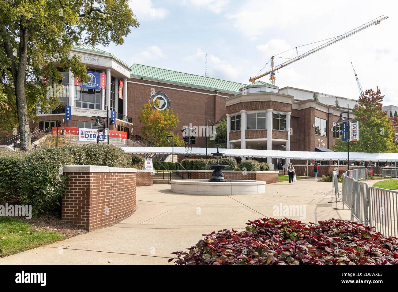 Nashville, Tennessee, USA, 19 ottobre 2020 il presidente Donald Trump e l'ex vice presidente Joe Biden hanno in programma di tenere il loro ultimo dibattito di persona a Nashville, Tennessee, presso il centro eventi di marciapiede della Belmont University. Credit: Sayre Berman/Alamy Live News Foto Stock