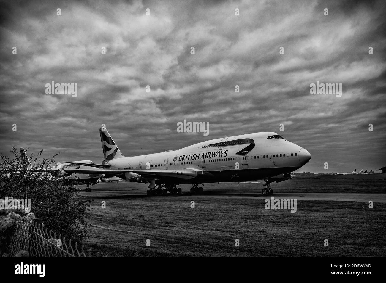 British Airways Boeing 747 jumbo jet che vengono riciclati presso l'aeroporto di Cotswold vicino a Kemble nel Cotswolds . Foto Stock
