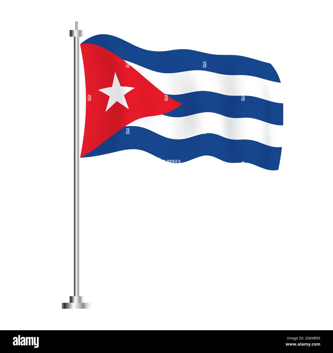 Bandiera cubana. Bandiera ad onda isolata del Paese di Cuba. Illustrazione vettoriale. Illustrazione Vettoriale