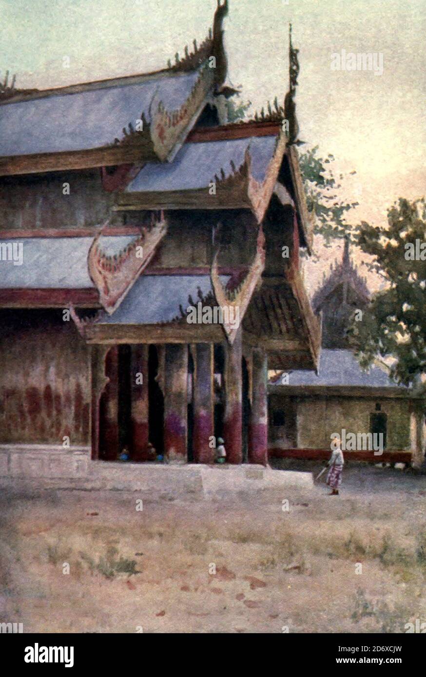 Un Portico del Palazzo a Mandalay, Birmania, circa 1900 Foto Stock