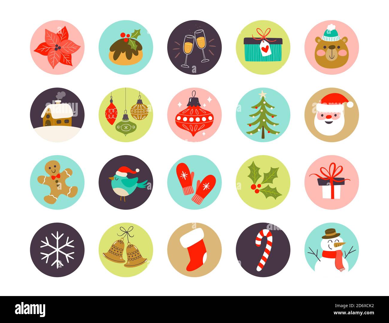 Collezione di icone di copertina natalizie, perfette per l'aggiunta di post sui social media. Illustrazione vettoriale Eps10. Illustrazione Vettoriale