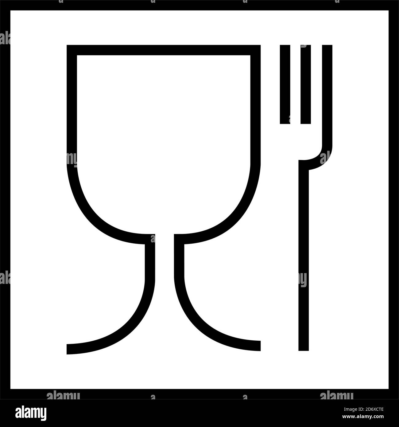 Simbolo di sicurezza per gli alimenti. L'icona internazionale per il  materiale alimentare sicuro sono un bicchiere di vino e un simbolo di  forchetta. Versione sottile in cubo Immagine e Vettoriale - Alamy