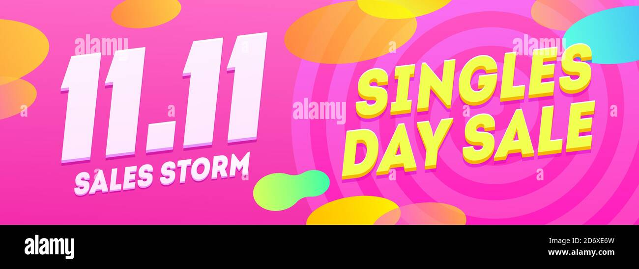 Single giorno vendita banner template.11.11 vendita sfondo rosa con elemento promozionale. Adatto per post sui social media Illustrazione Vettoriale