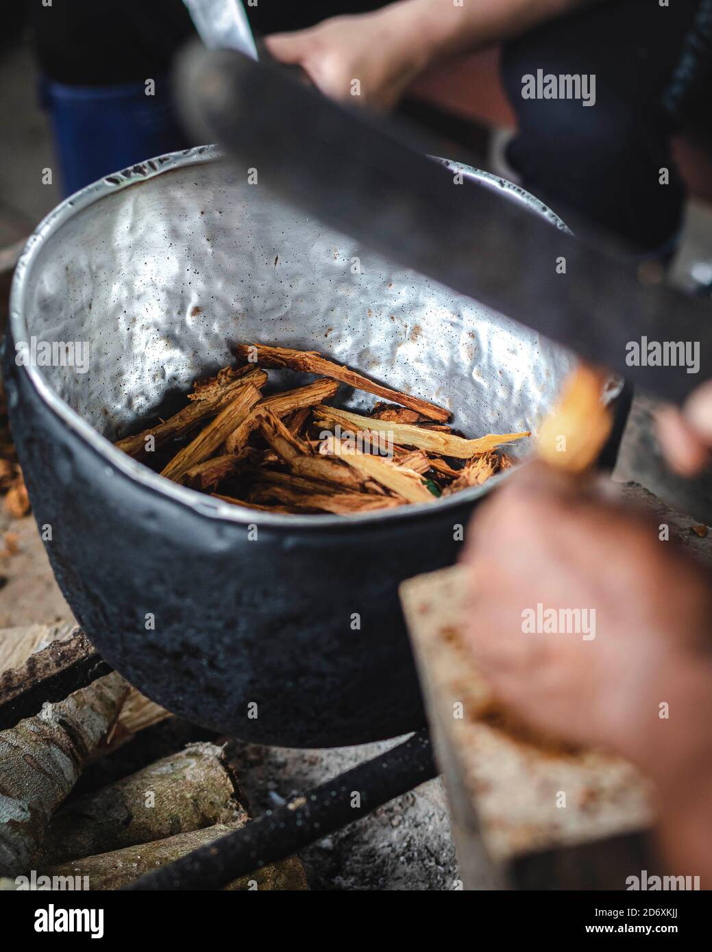 Preparazione di ayahuasca Foto Stock