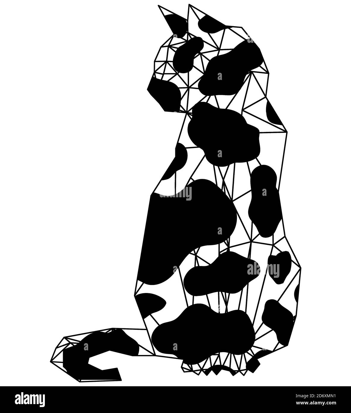 cat lover divertente illustrazione in bianco e nero Foto Stock
