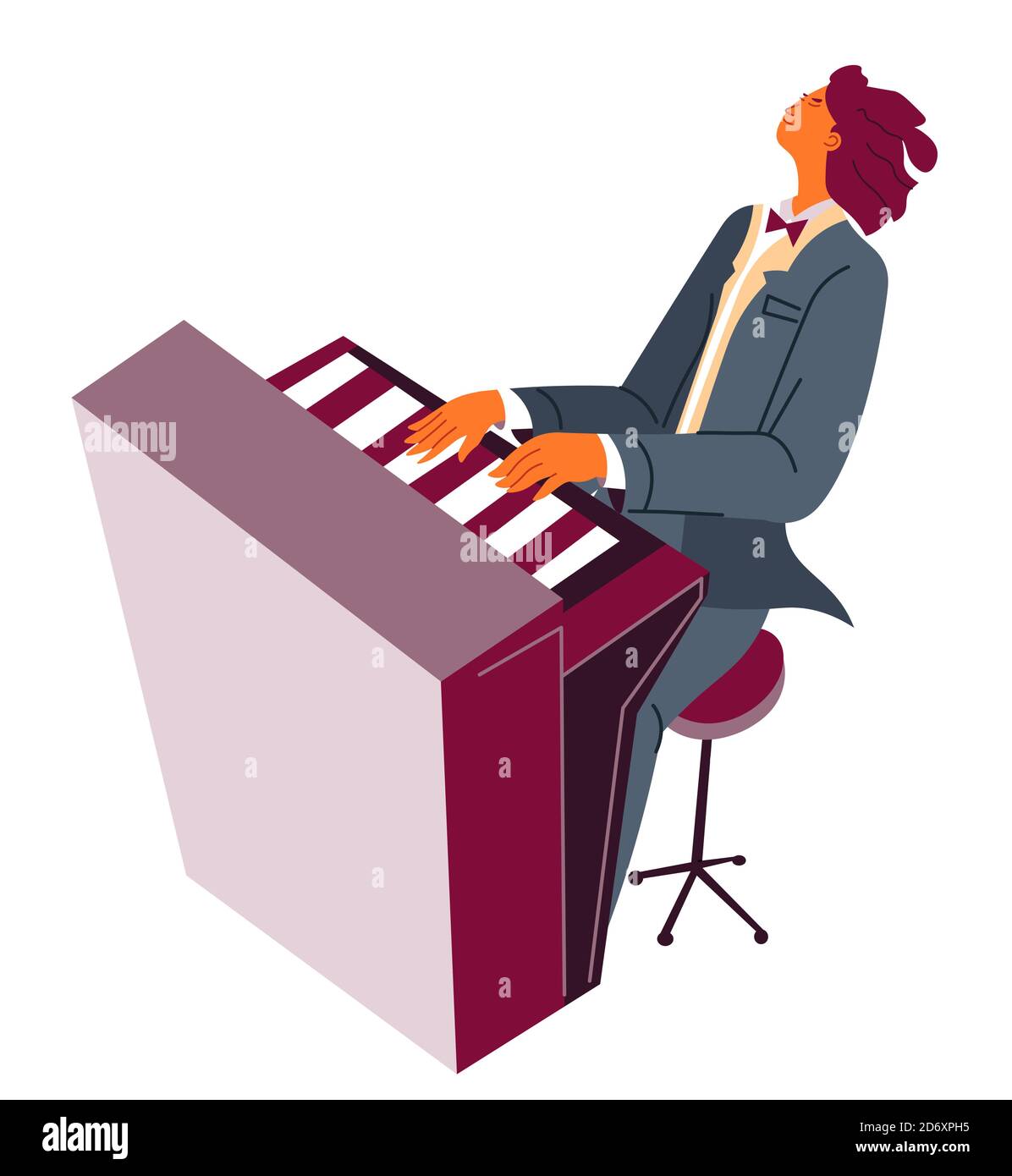 Pianista che suona musica classica, pianista che pratica le abilità Illustrazione Vettoriale