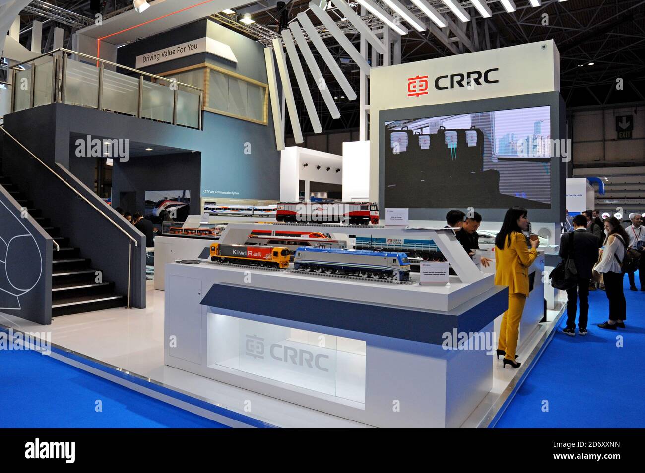CRRC Cina Ferrovia stand presso il RailTex industria ferroviaria exhibition, NEC, Birmingham Aprile 2019 Foto Stock