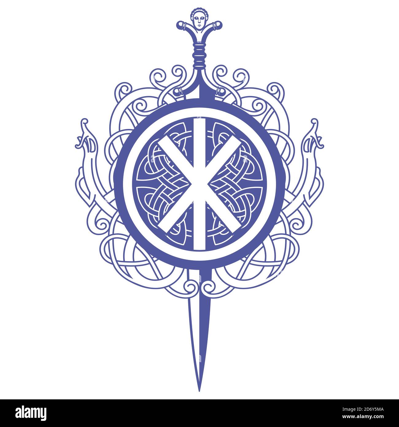 Design celtico. Spada celtica e ornamenti scandinavi celtici Illustrazione Vettoriale