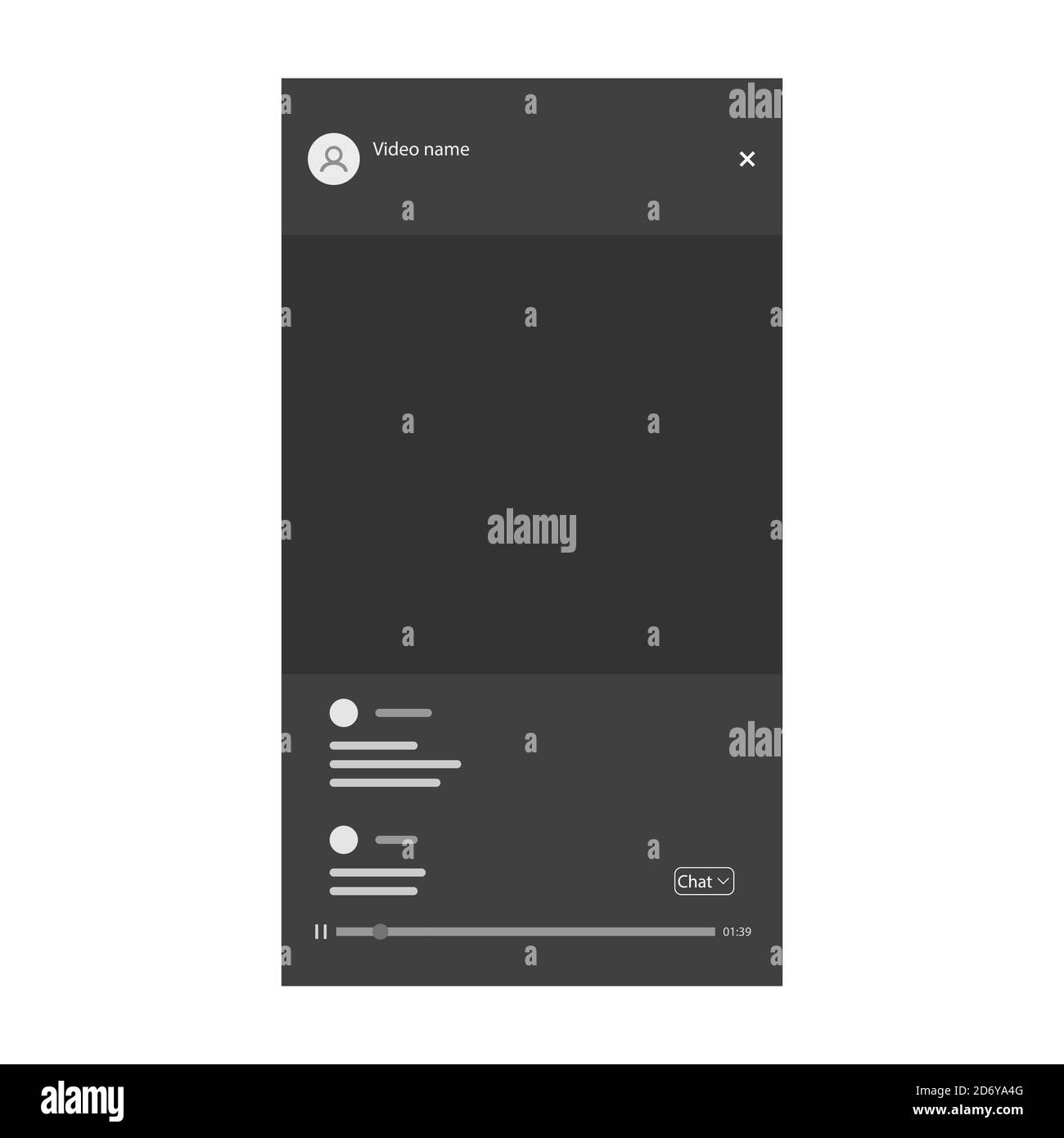 Schermata della riunione sui social network, con chat, pulsanti, su sfondo bianco. Illustrazione Vettoriale