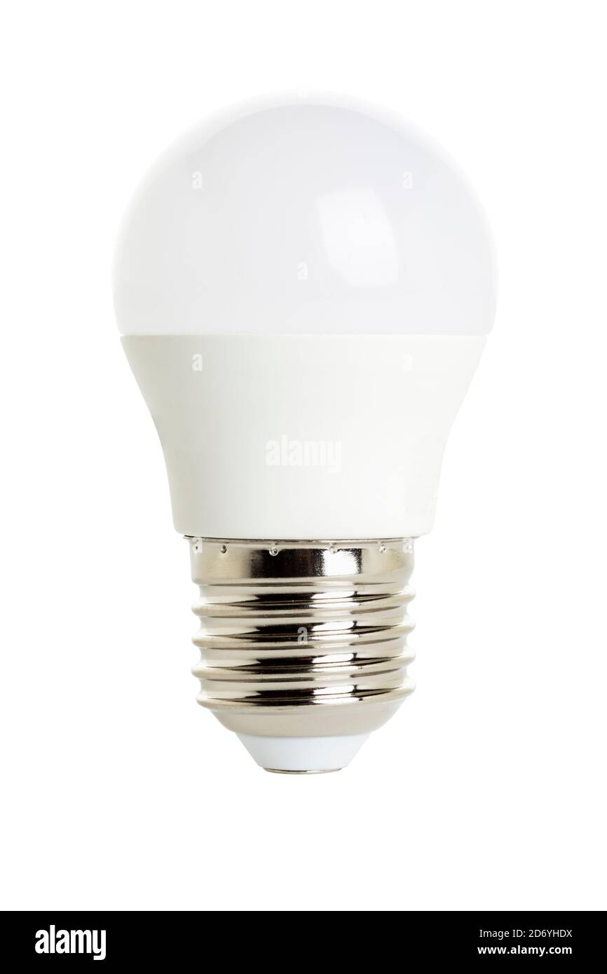 Lampadina a LED isolata su sfondo bianco Foto Stock