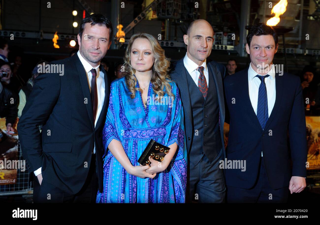 (l-r) James Purefoy, Samantha Morton, Mark strong e Dominic West alla prima di John carter, al cinema della BFI South Bank di Londra. Foto Stock