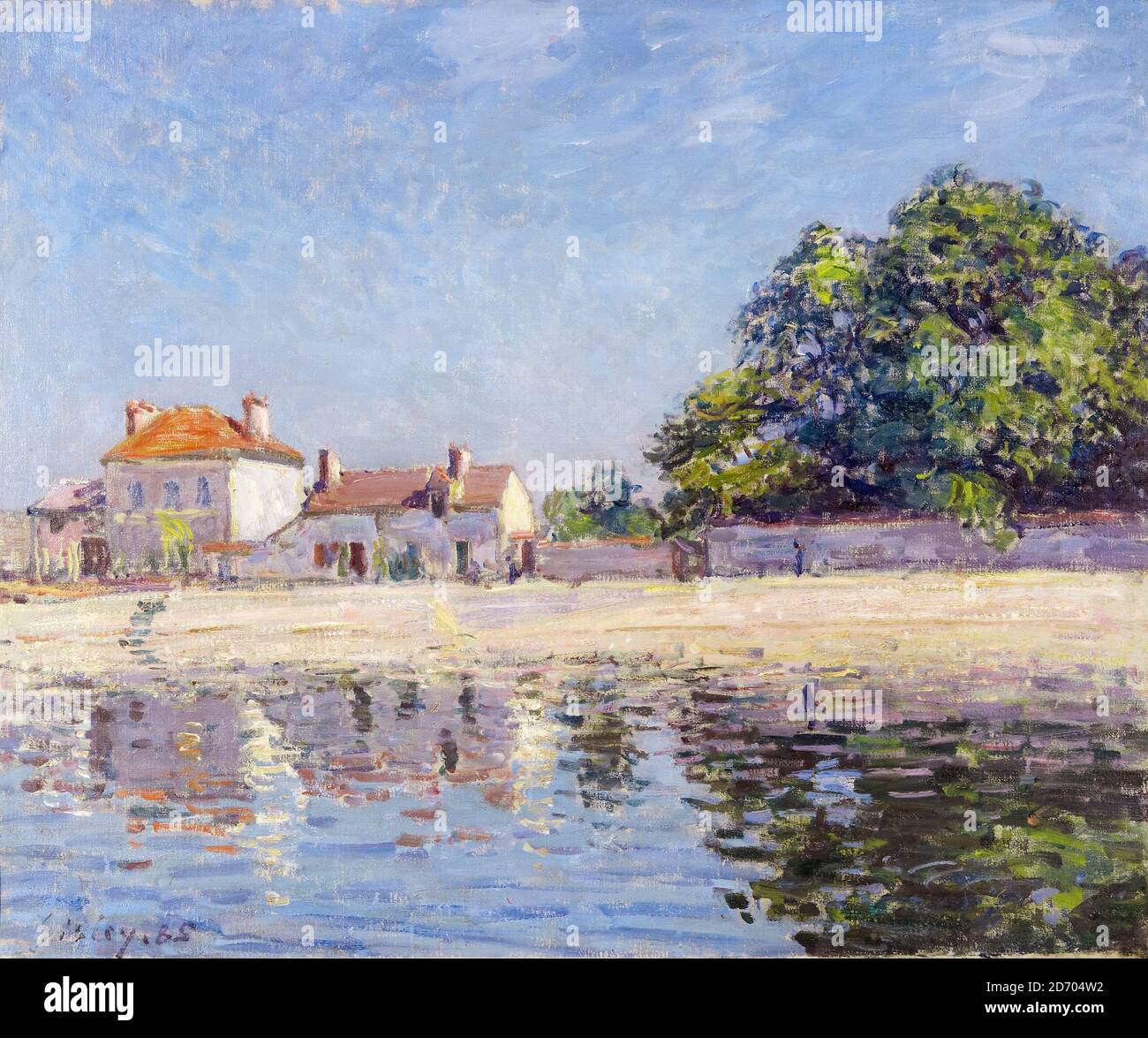 Alfred Sisley, Bords du Loing, Saint-Mammes, (il fiume Loing a Saint-Mammes), pittura di paesaggio, 1885 Foto Stock