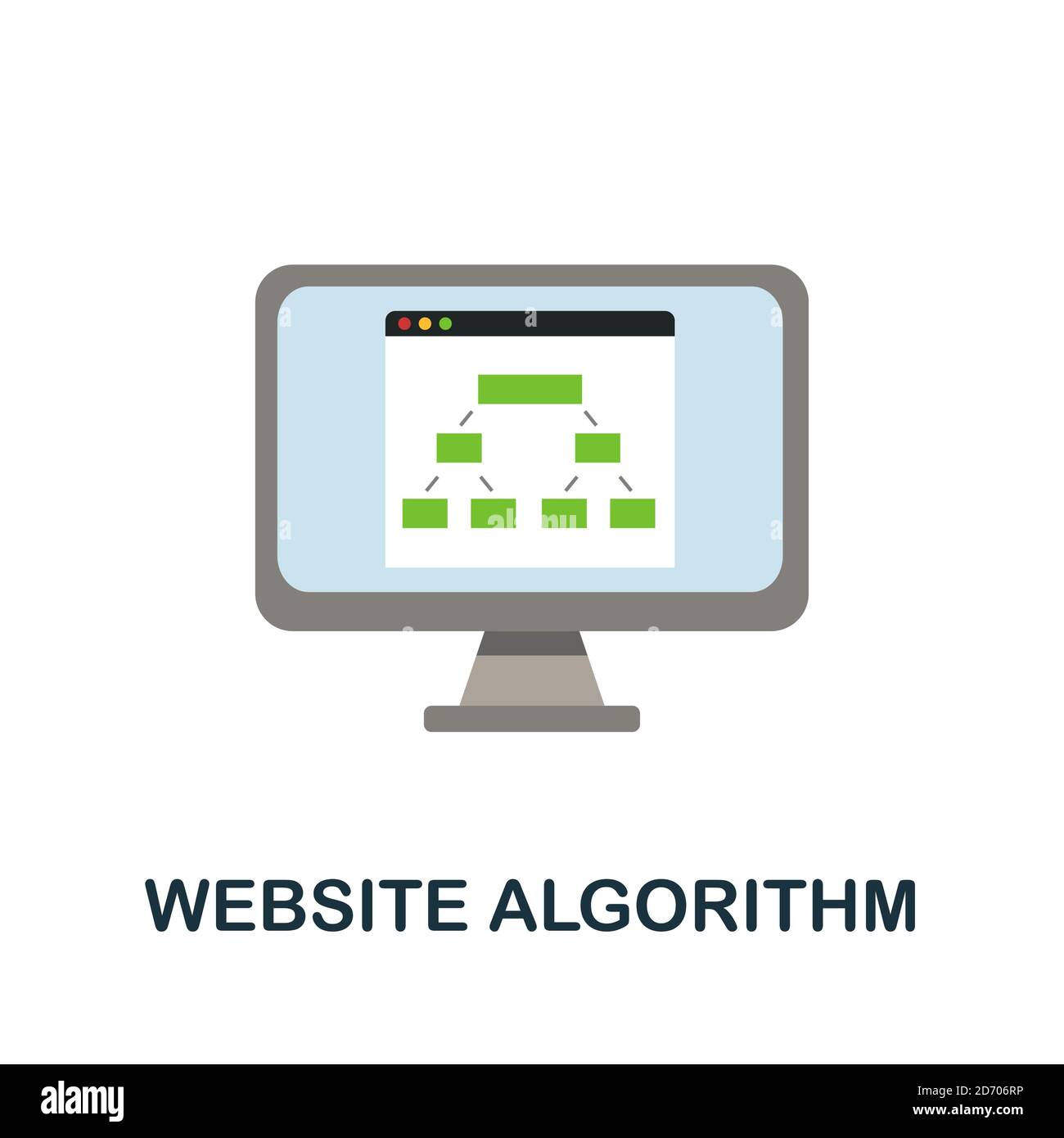 Icona dell'algoritmo del sito Web. Elemento semplice della raccolta di crescita aziendale. Icona algoritmo Creative Website per il web design, modelli, infografiche e. Illustrazione Vettoriale