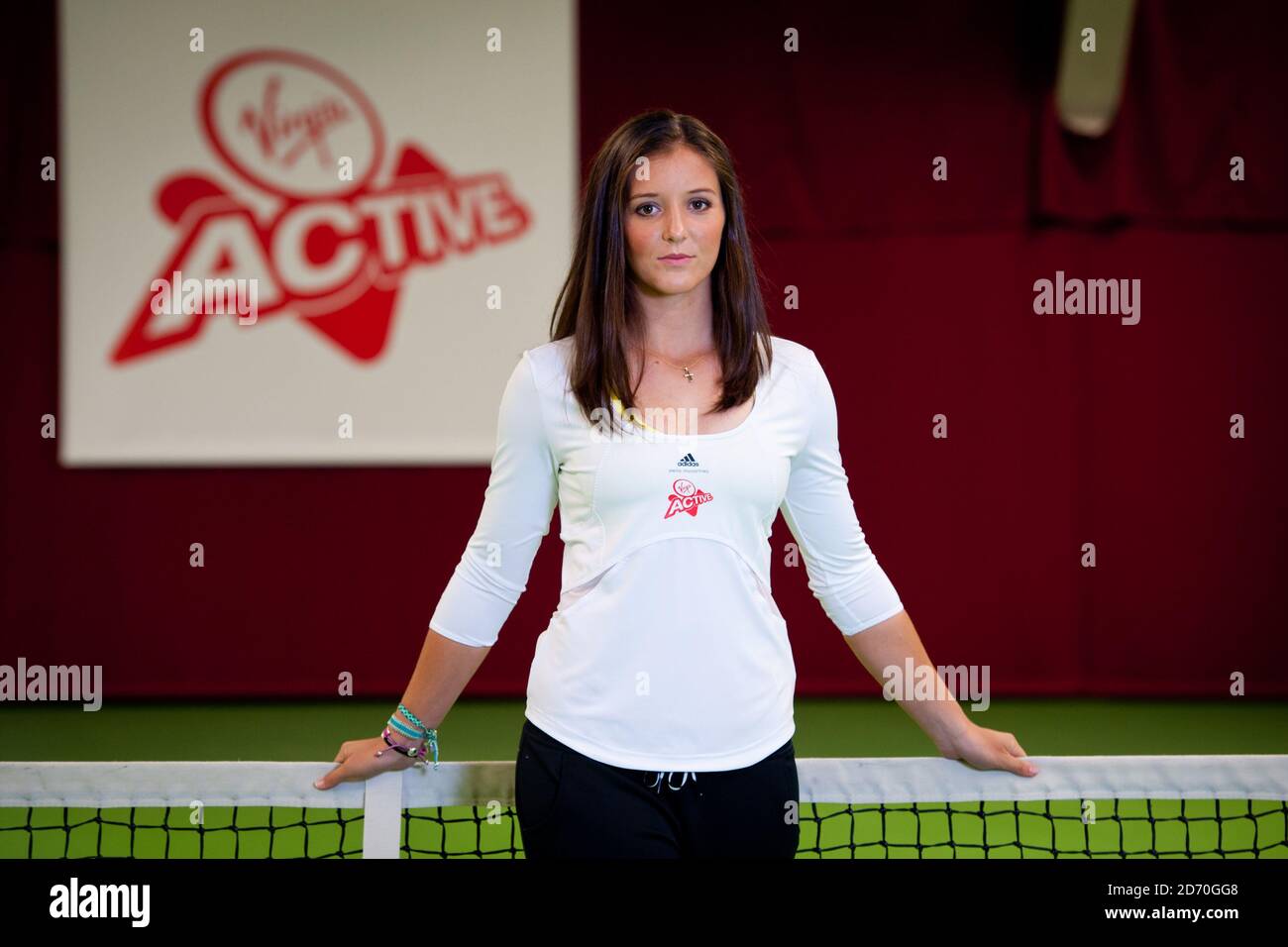 Laura Robson è stata raffigurata al Virgin Active Chiswick Riverside Health Club, come viene svelata come ambasciatore del tennis per i club benessere Virgin Active. Foto Stock