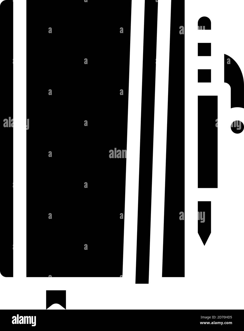 illustrazione vettoriale dell'icona del blocco appunti e del glifo della penna Illustrazione Vettoriale