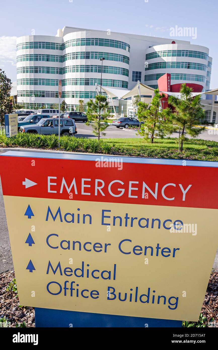 Florida Tavares AdventHealth Waterman Hospital, ingresso esterno, cartello di emergenza ingresso, Foto Stock