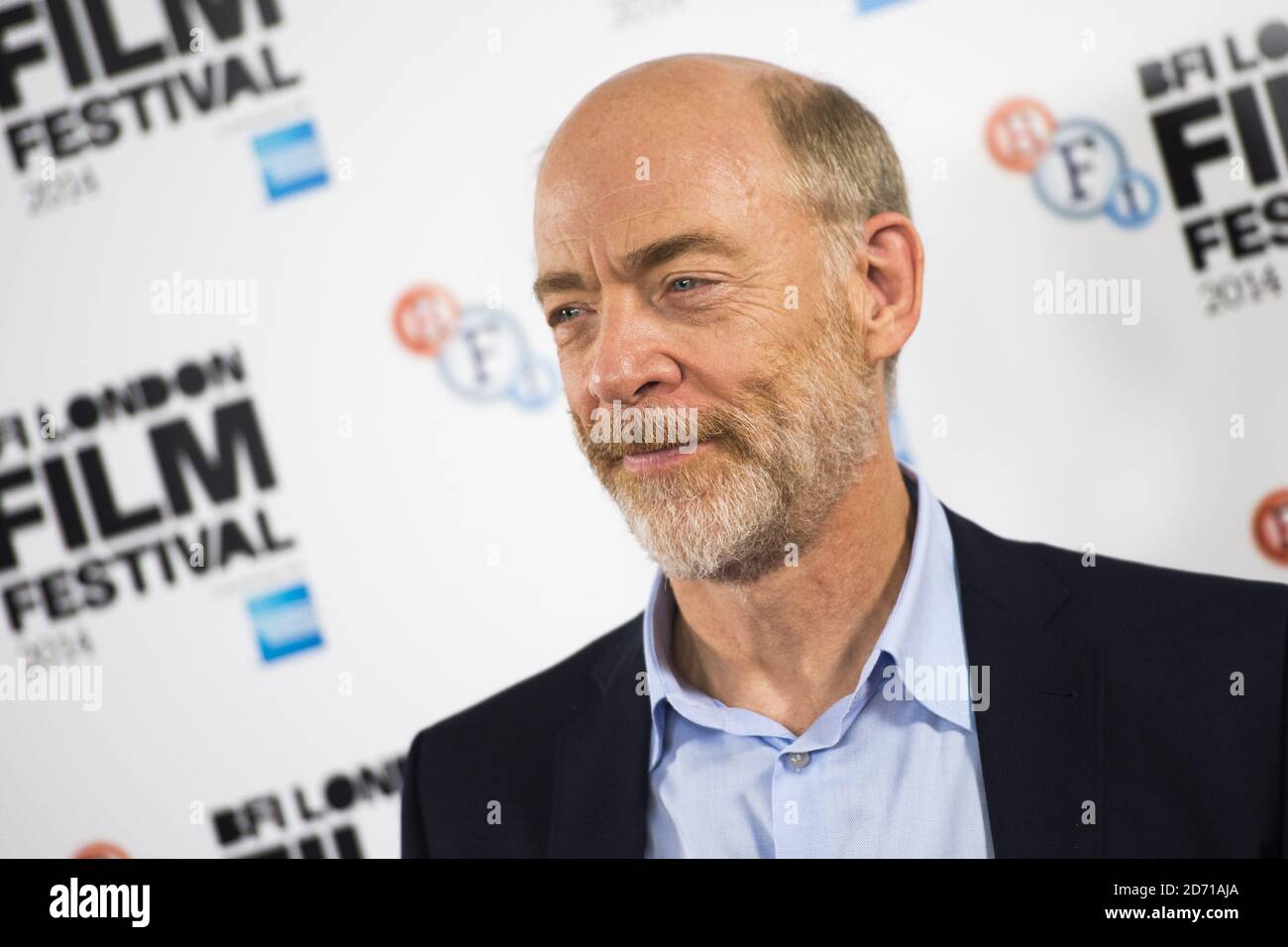 JK Simmons partecipa a una fotocellula per Whiplash, che si tiene presso l'hotel May Fair di Londra come parte del BFI London Film Festival. Foto Stock