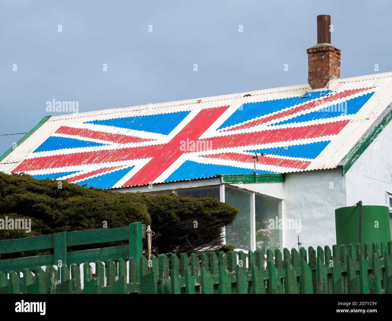 Colonists cottage, la città vecchia di Stanley, capitale delle Isole Falkland. Sud America, Isole Falkland, novembre Foto Stock