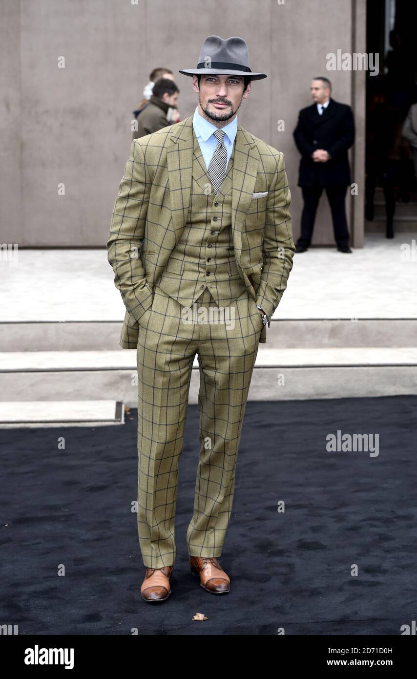 David Gandy partecipa alla sfilata di moda Burberry Prorsum Menswear Autunno Inverno 2015 tenutasi a Kensington Gardens, Kensington Gore, Londra Foto Stock