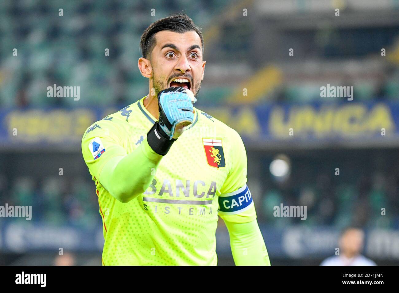 attia Perin (Genova) durante Hellas Verona contro Genova CFC, serie a di calcio italiana, Verona, Italia, 19 Ott 2020 Credit: LM/Ettore Griffoni Foto Stock