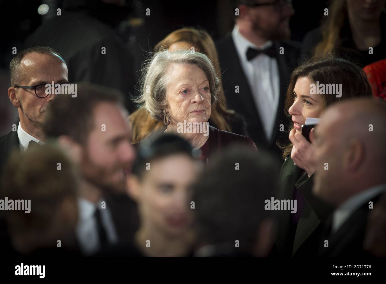 Dame Maggie Smith partecipa all'EE British Academy Film Awards alla Royal Opera House di Bow Street, Londra Foto Stock