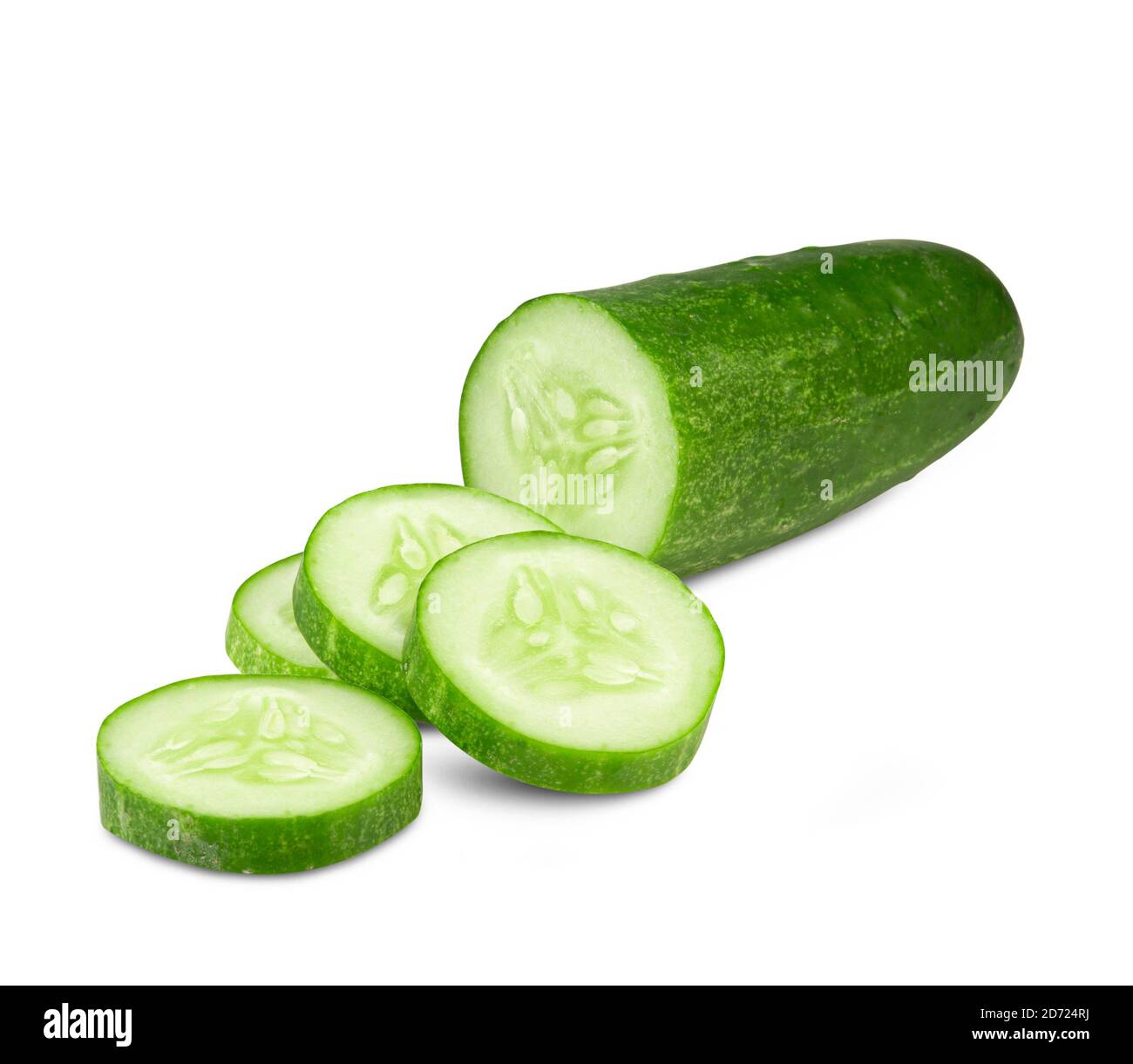Cetriolo E Fette Isolate Su Sfondo Bianco. Percorso Di Ritaglio Dei Cetrioli Image382978390 - Foto 3