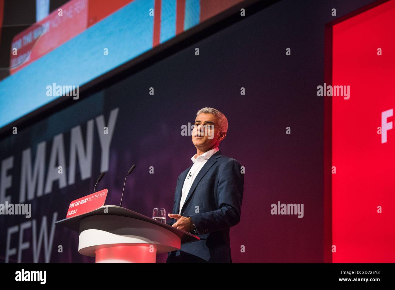 Il sindaco di Londra Sadiq Khan parla durante la conferenza del Partito laburista a Brighton. Data immagine: Lunedì 25 settembre 2017. Il credito fotografico dovrebbe essere: Matt Crossick/ EMPICS Entertainment. Foto Stock