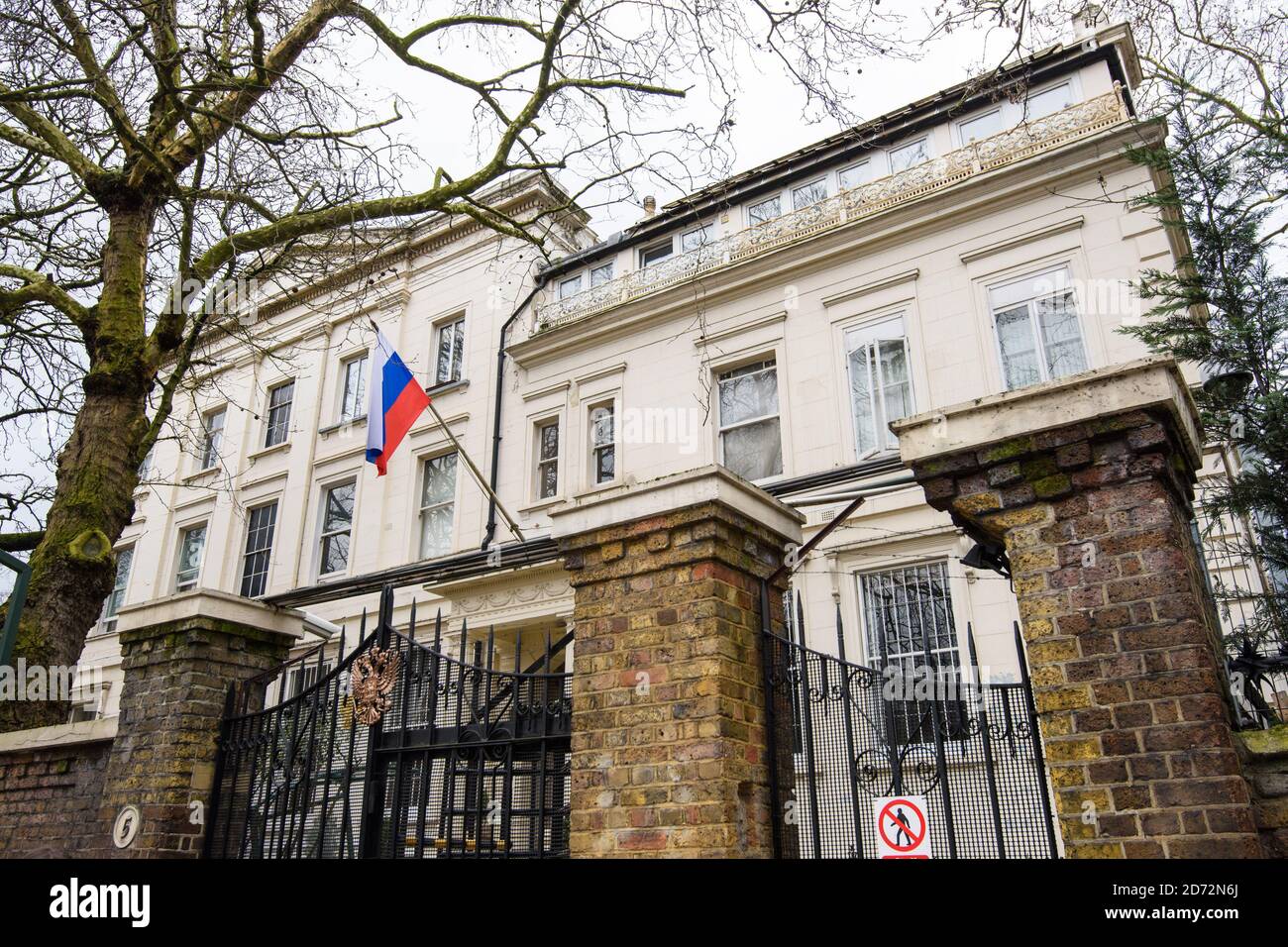 Vista generale dell'Ambasciata della Federazione Russa nella parte ovest di Londra. Data foto: Giovedì 15 marzo 2018 il credito fotografico dovrebbe essere: Matt Crossick/ EMPICS Entertainment. Foto Stock