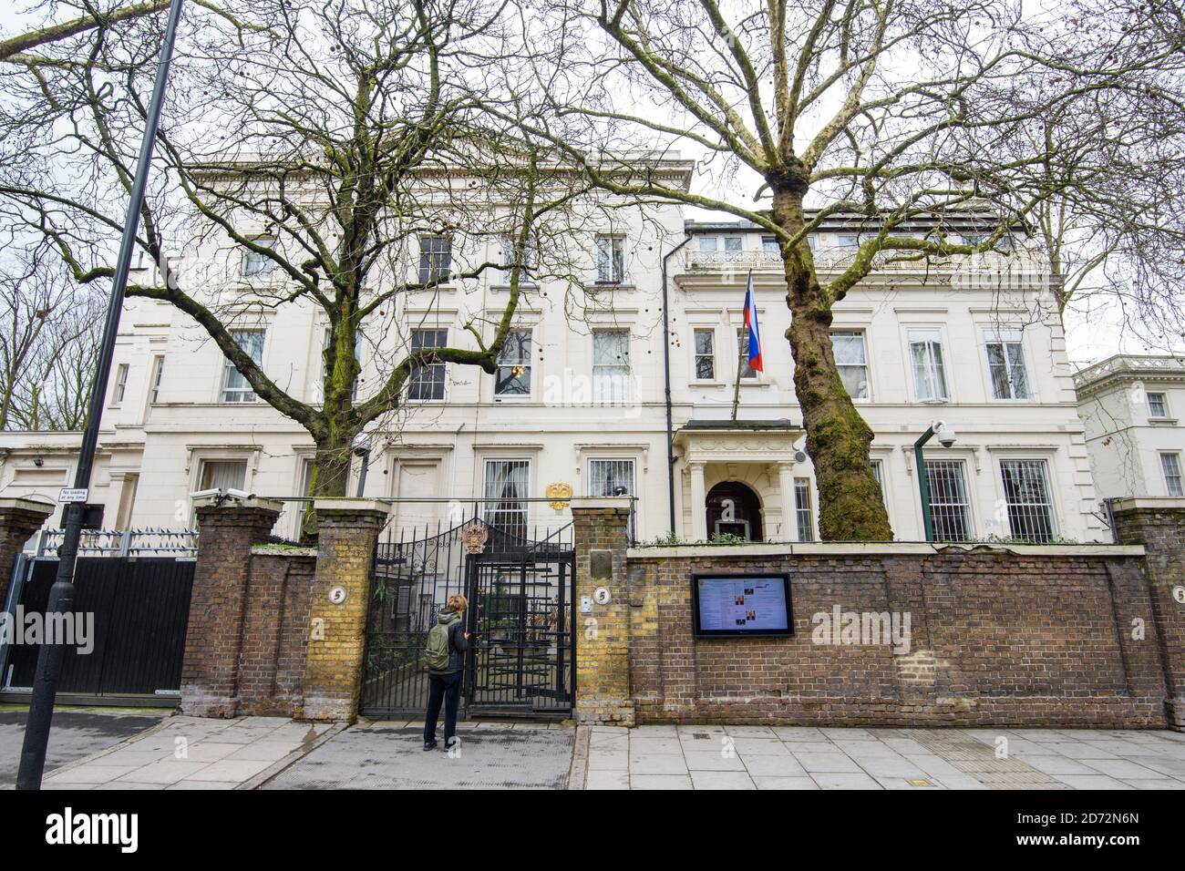 Vista generale dell'Ambasciata della Federazione Russa nella parte ovest di Londra. Data foto: Giovedì 15 marzo 2018 il credito fotografico dovrebbe essere: Matt Crossick/ EMPICS Entertainment. Foto Stock