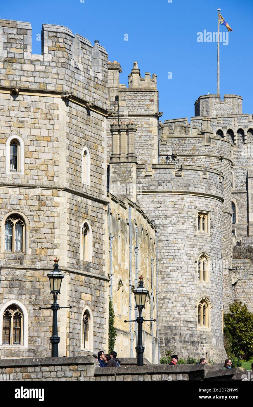 Vista generale del Castello di Windsor a Windsor, Berkshire - il luogo del matrimonio imminente del Principe Harry e di Meghan Markle. Data immagine: Giovedì 5 aprile 2018. Il credito fotografico dovrebbe essere: Matt Crossick/ EMPICS Entertainment. Foto Stock