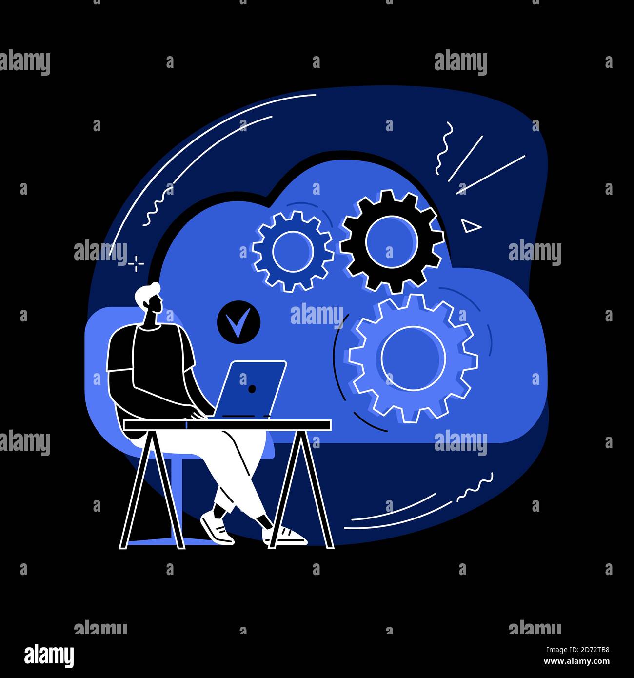 Illustrazione vettoriale del concetto astratto del motore basato su cloud. Illustrazione Vettoriale