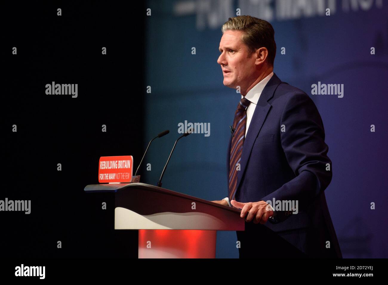 Keir Starmer parla durante la conferenza annuale del Labor Party presso l'Arena and Convention Center (ACC), a Liverpool. Data immagine: Martedì 25 settembre 2018. Il credito fotografico dovrebbe essere: Matt Crossick/ EMPICS Entertainment. Foto Stock