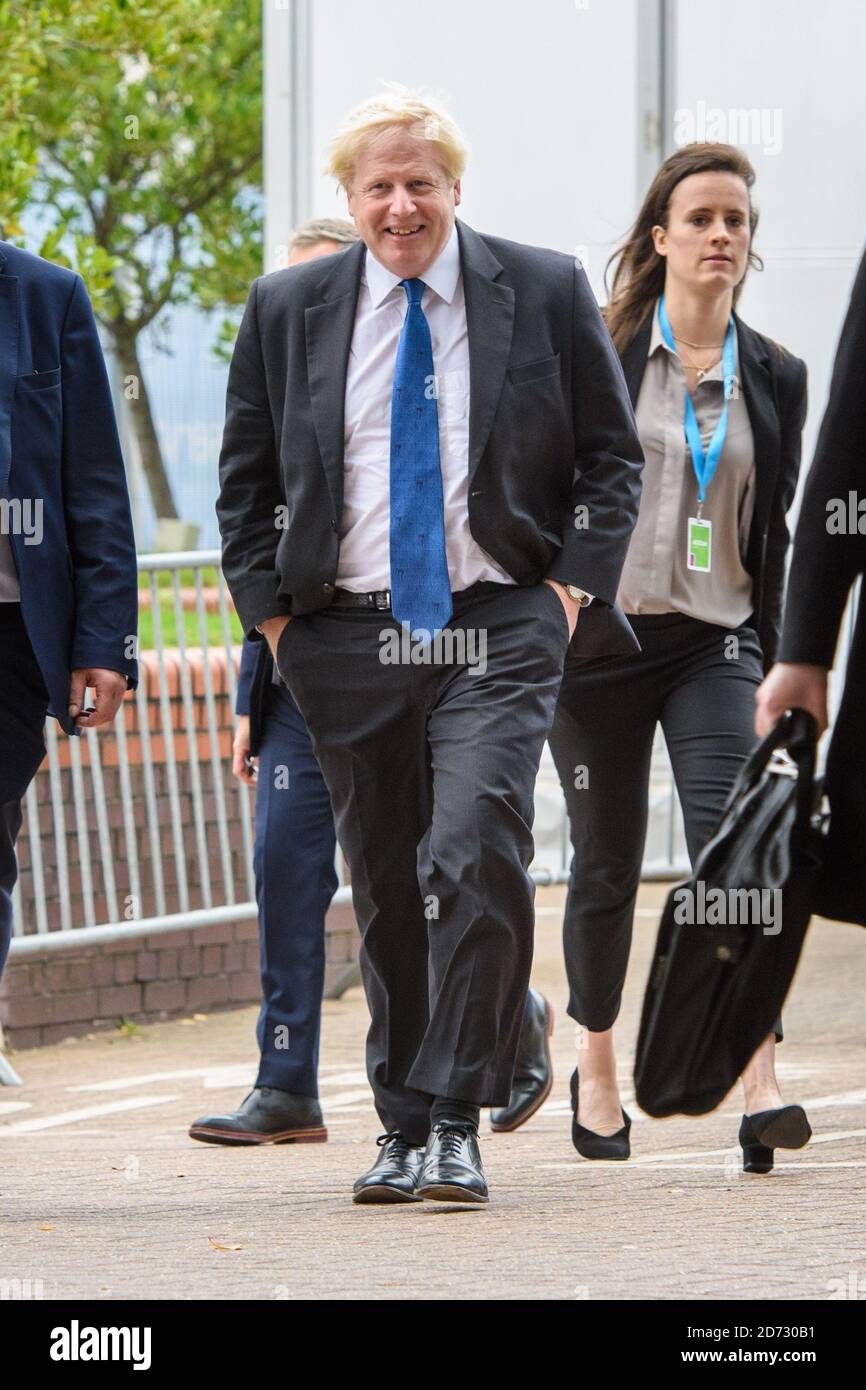 Boris Johnson arriva alla conferenza annuale del Partito conservatore, presso l'International Convention Centre di Birmingham. Data immagine: Martedì 2 ottobre 2018. Il credito fotografico dovrebbe essere: Matt Crossick/ EMPICS. Foto Stock