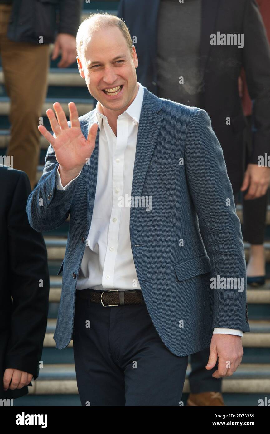 Il Duca di Cambridge arriva al Pall Mall Barbers a Paddington, a Londra ovest, dove incontrerà i membri del collettivo Lion Barbers, che stanno sensibilizzando sulla prevenzione del suicidio attraverso un programma chiamato BarbersTalk. Data immagine: Giovedì 14 febbraio 2019. Il credito fotografico dovrebbe essere: Matt Crossick/ EMPICS Entertainment. Foto Stock