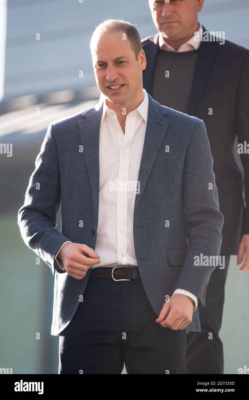 Il Duca di Cambridge arriva al Pall Mall Barbers a Paddington, a Londra ovest, dove incontrerà i membri del collettivo Lion Barbers, che stanno sensibilizzando sulla prevenzione del suicidio attraverso un programma chiamato BarbersTalk. Data immagine: Giovedì 14 febbraio 2019. Il credito fotografico dovrebbe essere: Matt Crossick/ EMPICS Entertainment. Foto Stock