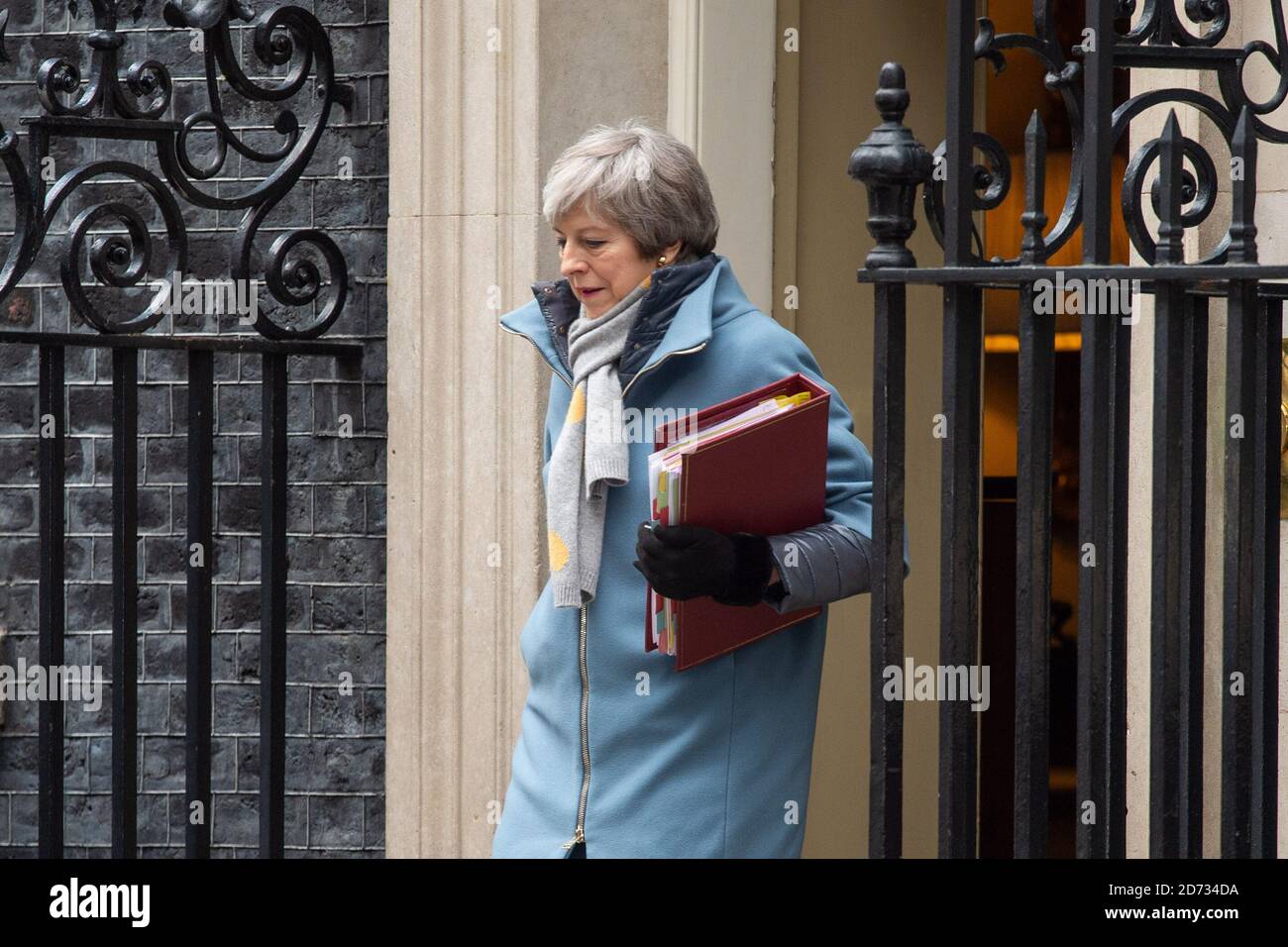 Il primo ministro Theresa May lascia 10 Downing Street, Londra, prima della dichiarazione di primavera del Cancelliere. Data immagine: Mercoledì 13 marzo 2019. Il credito fotografico dovrebbe essere: Matt Crossick/Empics Foto Stock