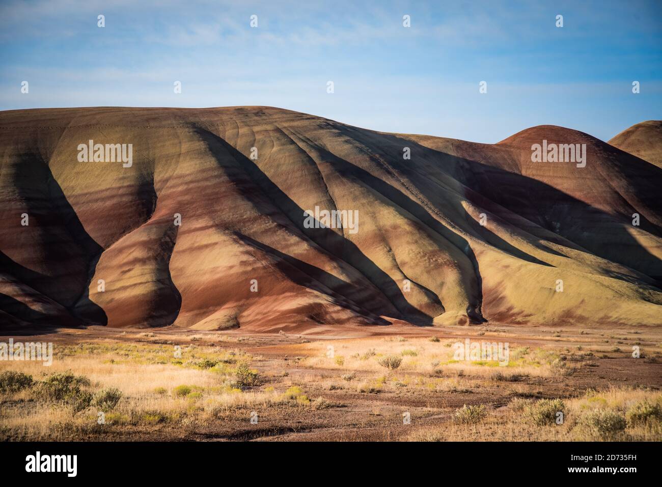 The Painted Hills, un sito geologico nella contea di Wheeler, Oregon, che è una delle tre unità del John Day Fossil Beds National Monument Foto Stock