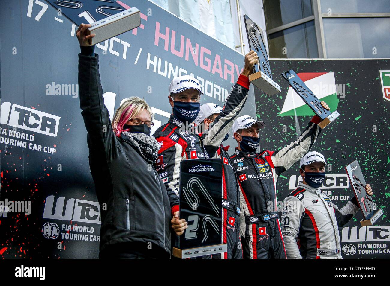 ONTEIRO Tiago (prt), ALL-INKL.DE Munnich Motorsport, Honda Civic TCR, podio ritratto GARA 3 durante la gara 2020 FIA WTCR di Ungheria, 4° round di t Foto Stock