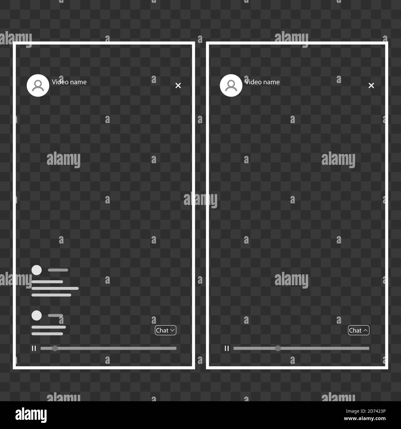 Schermata della riunione sui social network, con chat, pulsanti, su sfondo bianco. Illustrazione Vettoriale