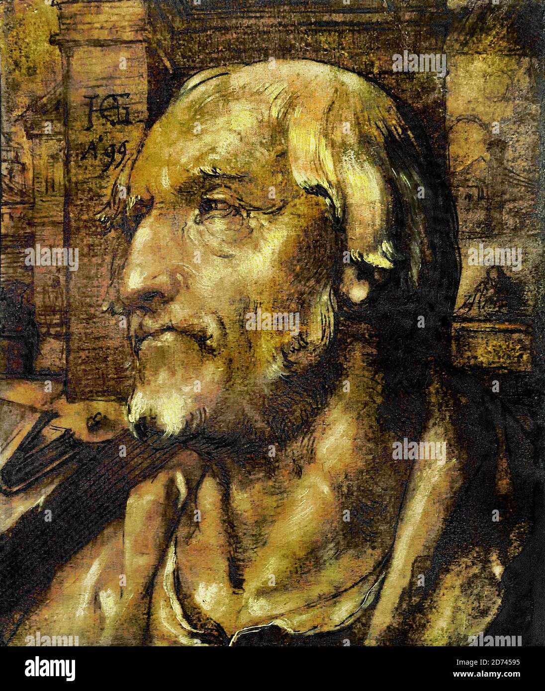 Ritratto di uno Scholar di Hendrik Goltzius 1599, fiammingo, Paesi Bassi, olandese, Foto Stock