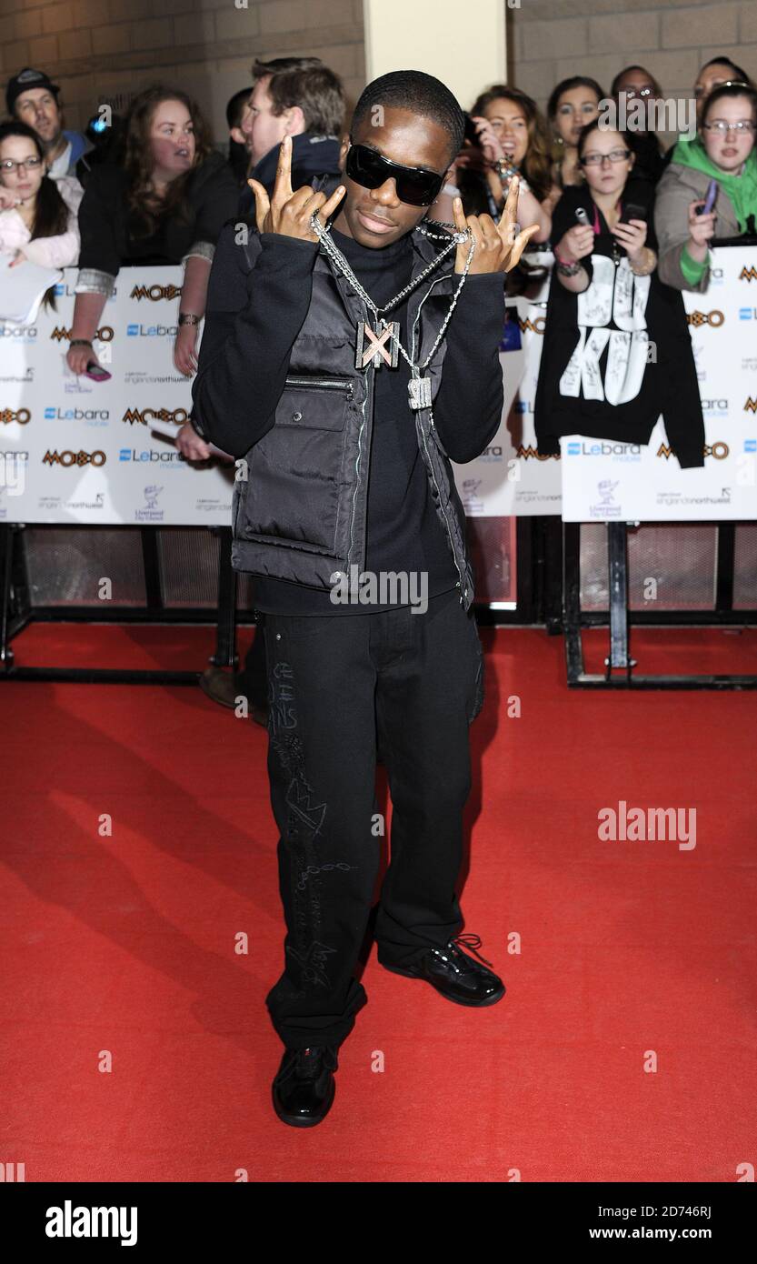 Tinchy Stryder al MOBO Awards, all'Echo Arena di Liverpool. Foto Stock