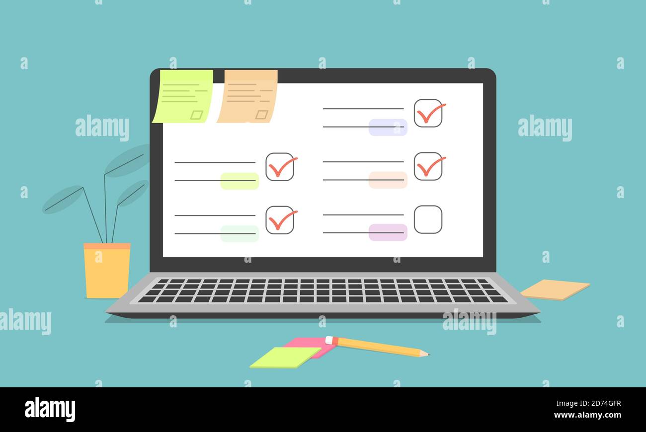 Statistiche sulle prestazioni del lavoro sullo schermo del computer Illustrazione Vettoriale