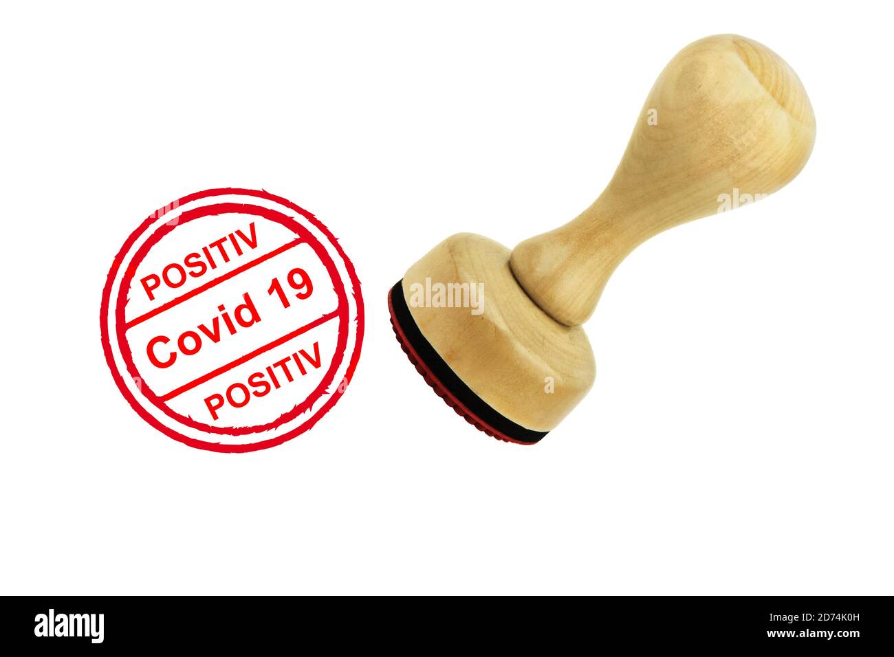Corona Virus Test roter Stempel positiv Foto Stock