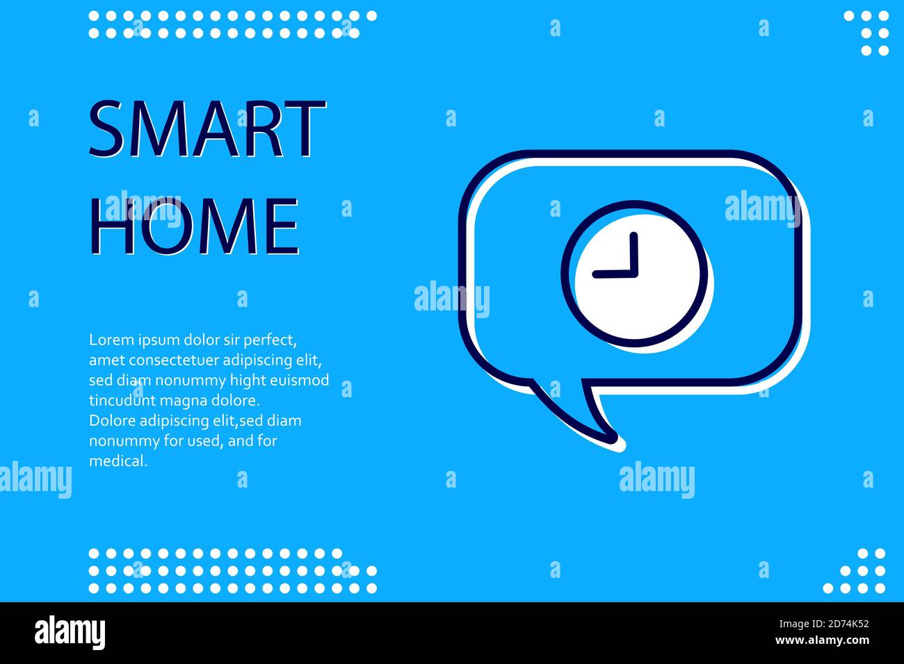 Concetto di sistema di controllo intelligente della casa. Infografica Smart House. Concept home con sistema tecnologico. Illustrazione Vettoriale