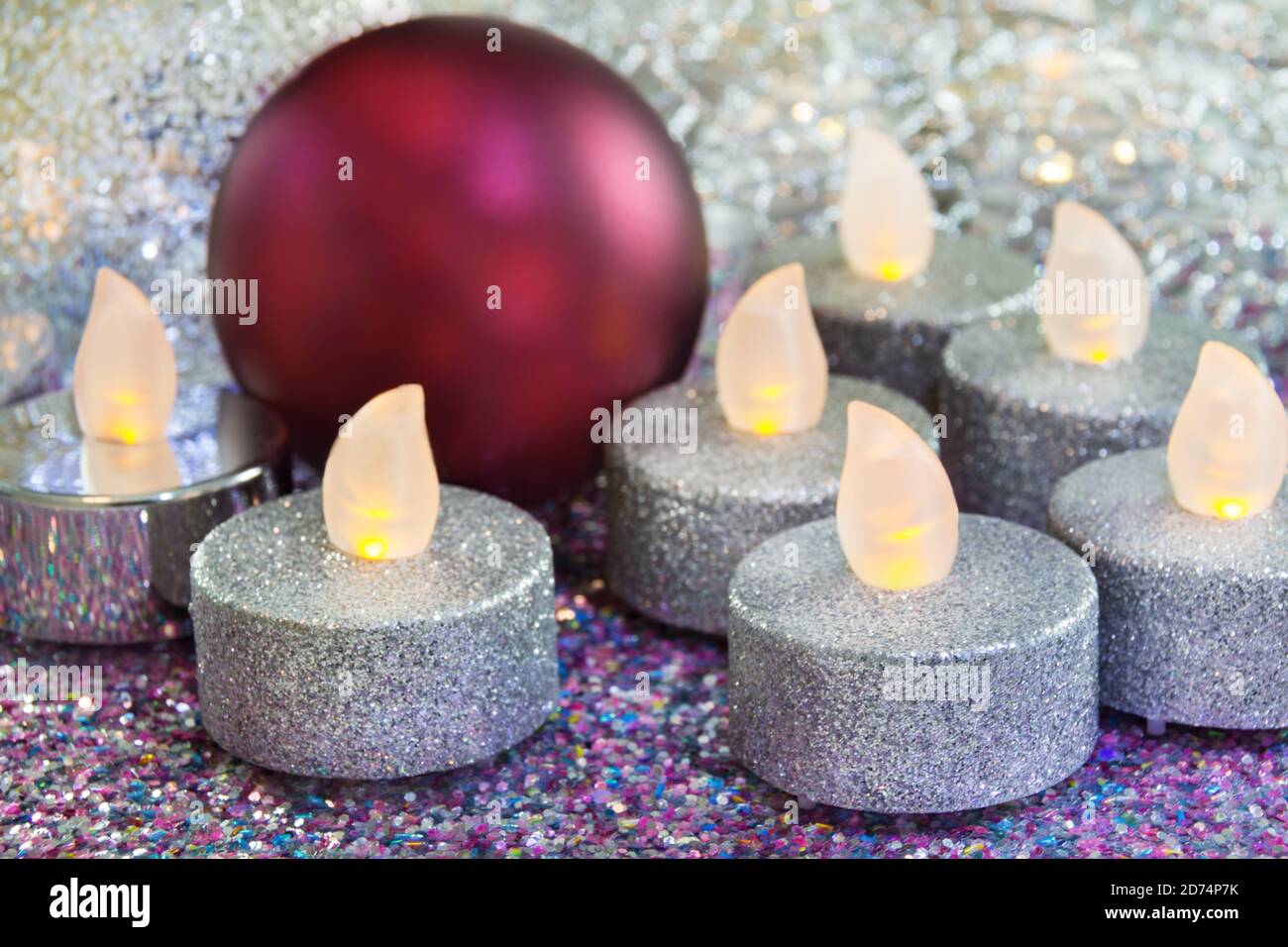 Decorazioni natalizie con luci a LED Foto Stock