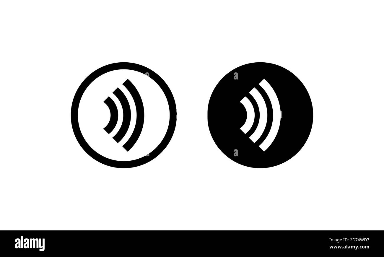 Icona di pagamento senza contatto. Segnale NFC. Tocca per pagare. Vettore su sfondo bianco isolato. EPS 10 Illustrazione Vettoriale